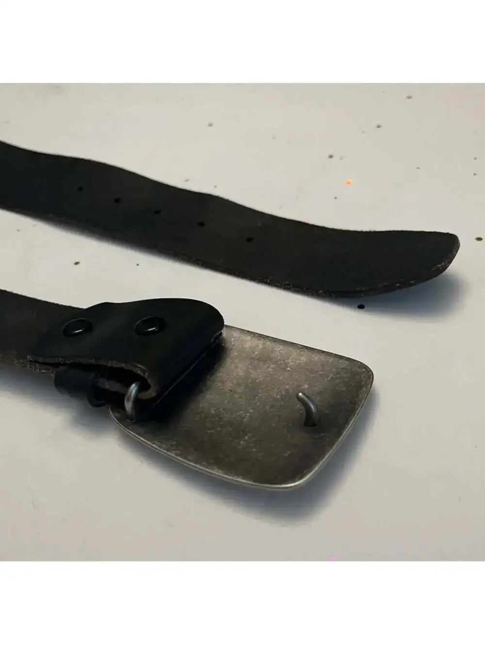 Black Leather Belt with Metal Buckle
